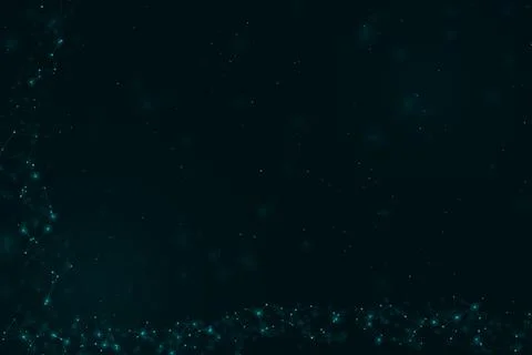 Glowing teal nodes and connecting lines form an abstract digital network al.. Illustrazione stock