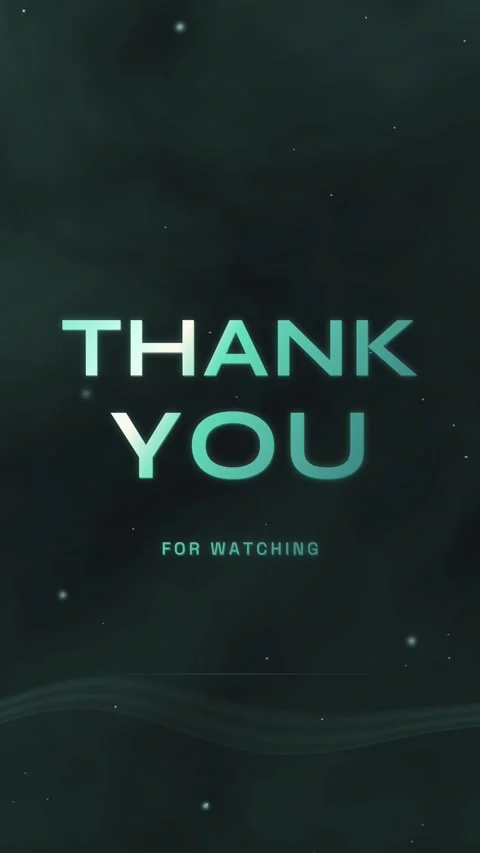 Glowing teal thank you text pulses on a dark starry background Видео 345188822