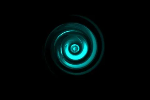 Glowing teal vortex with light ring on black backdrop, abstract background Stock Illustration