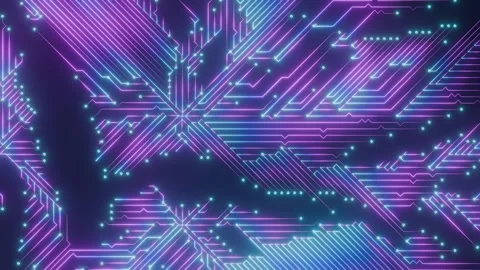 Glowing Tech Circuit Lines Animation Background. Neon Circuit Board Animation. Video stock 315951676