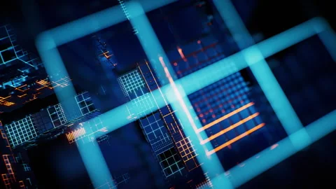 Glowing technological grid lines background, 3d rendering. Stock Footage 336826248