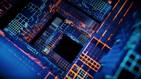 Glowing technological grid lines background, 3d rendering. Stock Footage 336826881