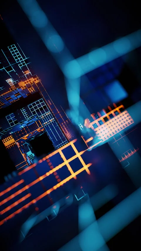 Glowing technological grid lines background, 3d rendering. Stock Footage 336829189