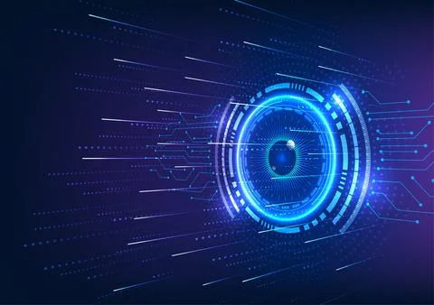 Glowing technology circles and circuits on a digital backdrop, symbolizing .. 스톡 일러스트