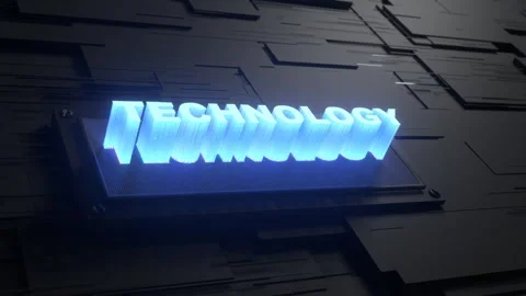 Glowing Technology Text Word Name Futuristic Background Light Effects in Blue Vídeos de archivo 296170962