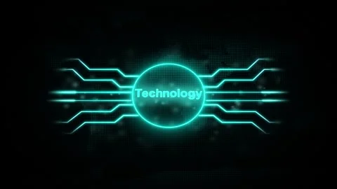 Glowing Technology Word on Digital Circuit Board with Pix elated World Map .. Stock Footage 321626019