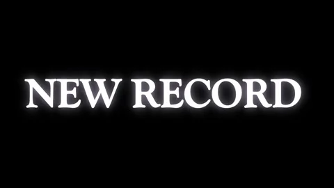 Glowing text animation of new record on black background Stock Footage 338215658