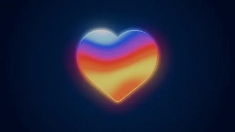 Glowing Thermal Gradient 3D Heart Symbol Abstract Motion Graphics. 4K Stock Footage 340455646