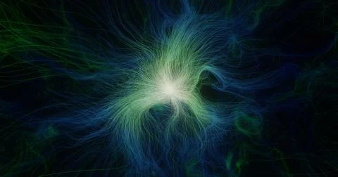 Glowing threads in dark space 3d illustration Stock Illustration