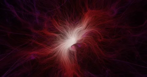 Glowing threads in dark space. Red 3d Animation Stock Footage 154640695