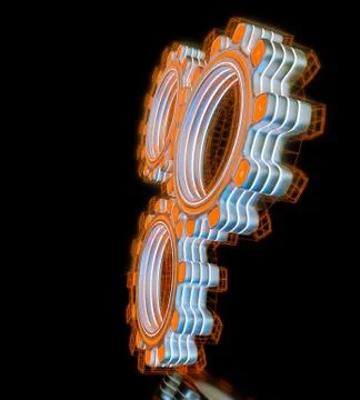 Glowing three digital gears 스톡 일러스트
