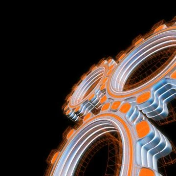 Glowing three digital gears 스톡 일러스트