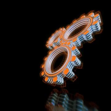 Glowing three digital gears 스톡 일러스트