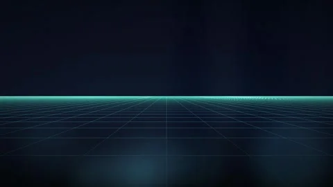 A glowing three dimensional perspective grid travels forward in a seamless l Stock Footage 342861812