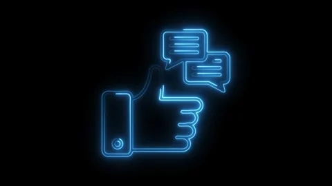 Glowing thumbs up with speech bubbles animation showing positive feedback a.. Stock Footage 314649922