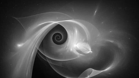 Glowing time and space singularity abstract black and white effect Stock Illustration