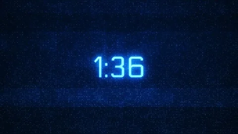 Glowing time code countdown screen blue digital numbers, dotted scan texture, da Stock Footage 340565802