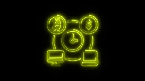 Glowing Time Management Icon and Symbol in HD Video Neon Stock Footage 304557777