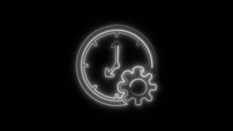 Glowing Time Management Icon and Symbol in HD Video Neon Stock Footage 304558080