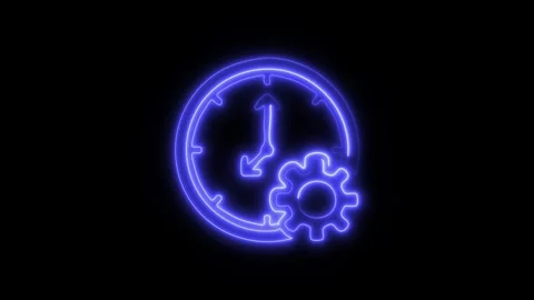Glowing Time Management Icon and Symbol in HD Video Neon Stock Footage 304558082