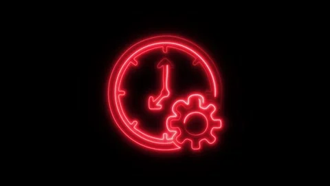 Glowing Time Management Icon and Symbol in HD Video Neon Stock Footage 304558087