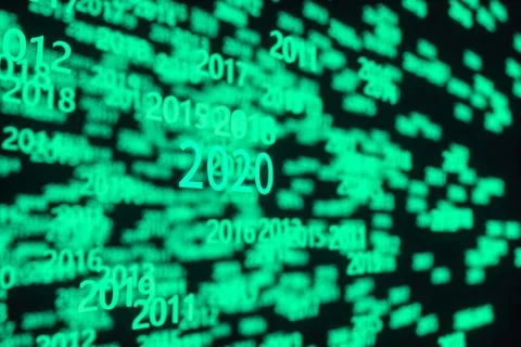 Glowing time numbers with dark background, 3d rendering. Stock Illustration