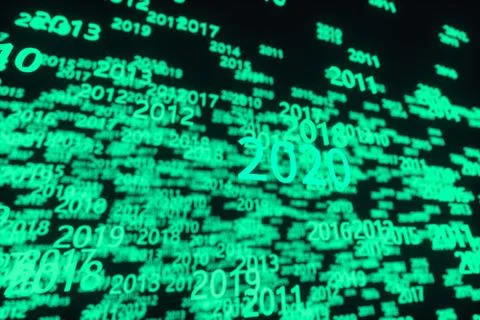 Glowing time numbers with dark background, 3d rendering. 스톡 일러스트