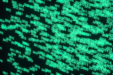 Glowing time numbers with dark background, 3d rendering. Stock Illustration