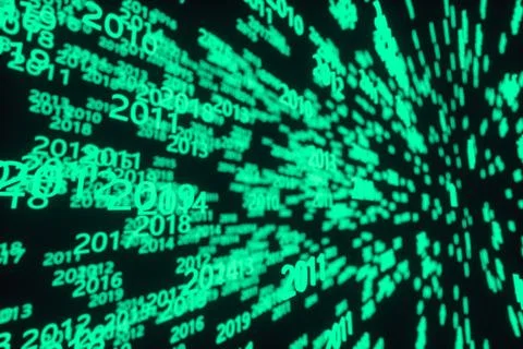 Glowing time numbers with dark background, 3d rendering. Stock Illustration