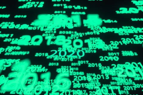 Glowing time numbers with dark background, 3d rendering. Stock Illustration