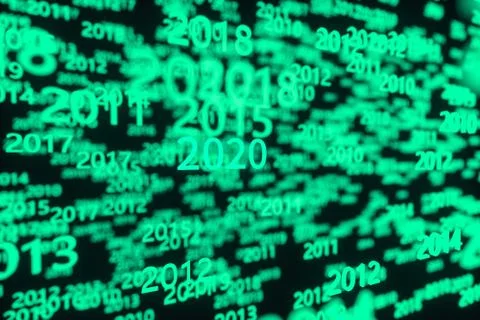 Glowing time numbers with dark background, 3d rendering. Stock Illustration