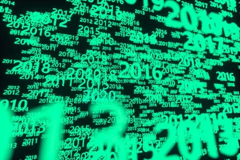 Glowing time numbers with dark background, 3d rendering. Stock Illustration