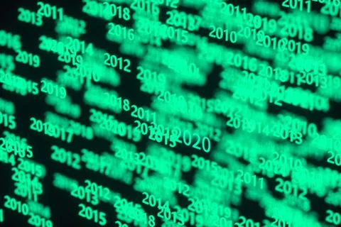 Glowing time numbers with dark background, 3d rendering. 스톡 일러스트