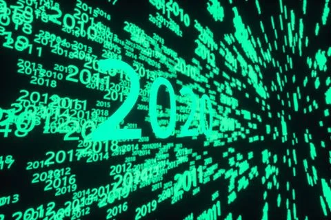 Glowing time numbers with dark background, 3d rendering. Stock Illustration