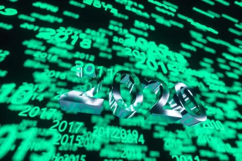 Glowing time numbers with dark background, 3d rendering. 스톡 일러스트