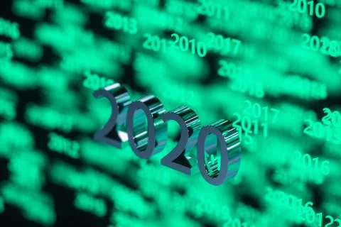 Glowing time numbers with dark background, 3d rendering. Stock Illustration