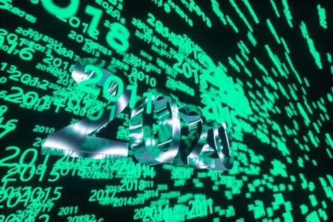 Glowing time numbers with dark background, 3d rendering. Stock Illustration