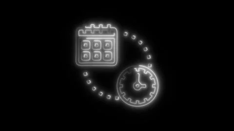 Glowing Time Zone Icon and Symbol in HD Video Neon Stock Footage 304557767