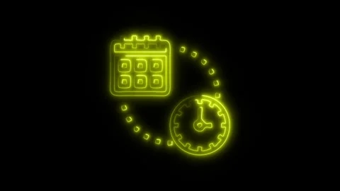 Glowing Time Zone Icon and Symbol in HD Video Neon Stock Footage 304557772