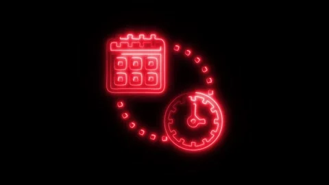 Glowing Time Zone Icon and Symbol in HD Video Neon Stock Footage 304557773
