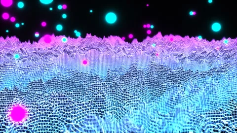 Glowing Topographic Mesh Neural Network Animation Vídeos de archivo 332134818