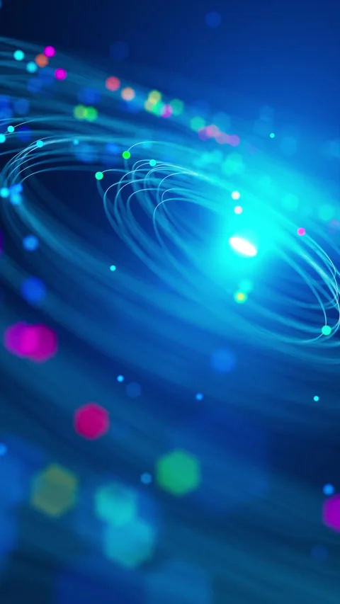 Glowing trails and particles spin around a radiant futuristic center. Stock Footage 318350283