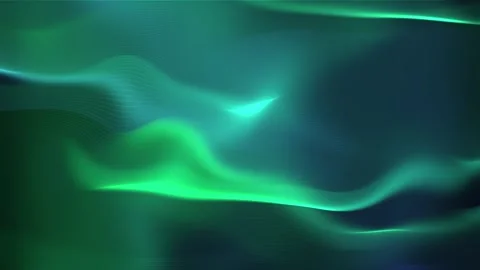Glowing translucent waves of green and blue tones Stock Footage 264929011