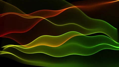 Glowing translucent waves of red, yellow and green tones Stock Footage 264929218