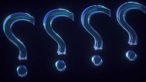 Glowing Transparent Question Marks Floating Against Dark Background Futuris.. Stock-Footage 314069204
