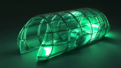 Glowing Transparent Rib Structure with Protective Design Stock Illustration