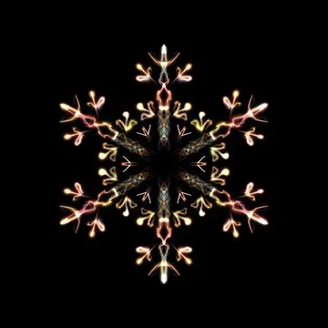 Glowing transparent snowflake, isolated. Neon light. Shining Stock Illustration