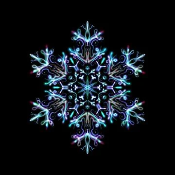 Glowing transparent snowflake, isolated. Neon light. Shining Stock Illustration