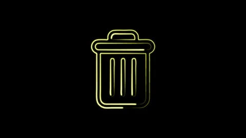 Glowing trash can icon animation on black background, digital interface del.. Stock Footage 345548084