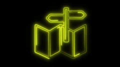 Glowing Travel Direction Sign Icon in HD Video Neon Animation Stock Footage 304555997